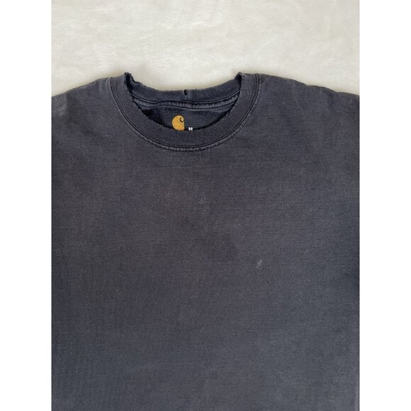 Vintage Carhartt Black Long Sleeve T-Shirt Size Medium Sleeve Spell Out Faded - Picture 3 of 9